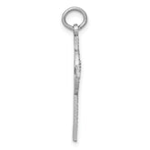 14K White Gold Celtic Cross Charm with Polished Finish and Rhodium Plating